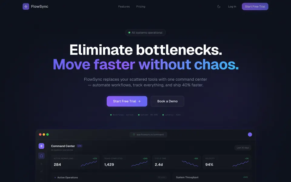FlowSync — SaaS command centre